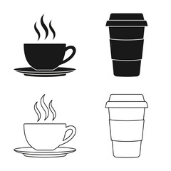 Obraz premium A collection of hot coffee cups and takeaway containers, symbolizing a warm beverage and refreshment, isolated on white background