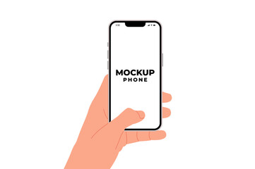 Hand holding phone.Smartphone mock up isolated on a white background