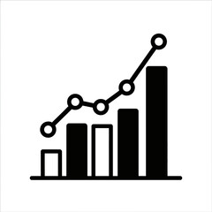 Bar chart and line graph showing upward trend, symbolizing business growth and financial progress, isolated on white background