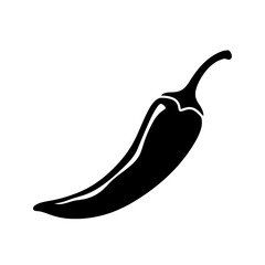 Black silhouette of a chili pepper isolated on white background