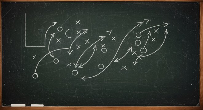 Chalkboard Football Play Strategy - Vintage/Retro aesthetics - Powered by Adobe