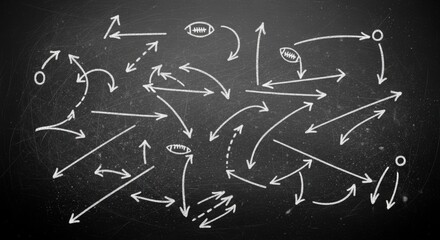 Chalkboard Football Strategy Play - Hand-drawn illustrations