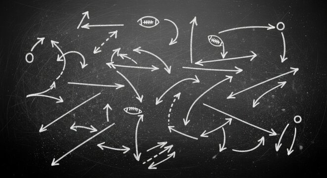 Chalkboard Football Strategy Play - Hand-drawn illustrations - Powered by Adobe