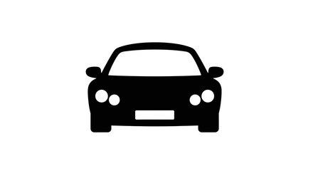 Black silhouette of a car viewed from the front, isolated on a white background