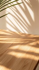 gentle daylight shadows illuminating a close-up of an empty wooden table