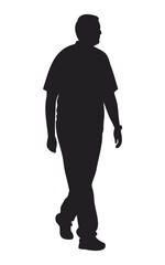 Silhouette of a Man Walking, on White, Full Body Shot