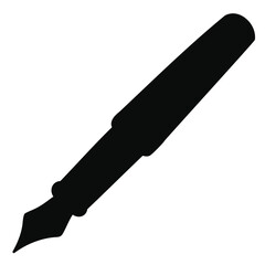 Black fountain pen silhouette on a plain background, writing instrument