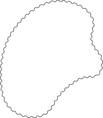 Abstract organic shape resembling a smooth wavy blob with flowing contours and hollow inside.