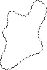 Abstract freeform shape with creative flowing curves, smooth wavy borders, and a contour outline with a hollow interior.