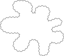 Organic abstract shape with curvy extensions and smooth flowing lines, outlined with a wavy border and hollow inside.