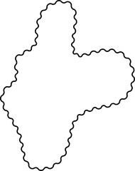 Freeform liquid-inspired abstract shape with curved wavy edges and a hollow interior.