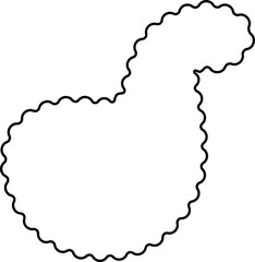 Freeform organic abstract shape with an irregular wavy border and an open contour.