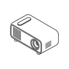 Modern projector line art provides a crisp design, ideal for technology presentations, movie nights, or educational settings requiring high-quality visual elements.