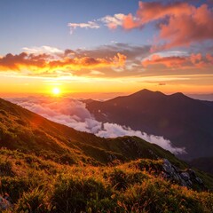 Mountain sunset panorama (1)