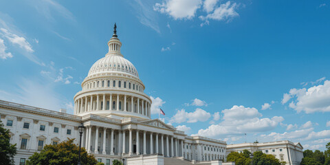 Fototapeta premium Historic legislative session capitol hill government building urban low angle democracy in action