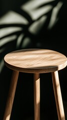 hazy sunlight streaming in illuminating a close-up of an empty wooden table.