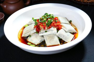 Chinese food, Cantonese food, chopped pepper, Stinky tofu, steamed green beans