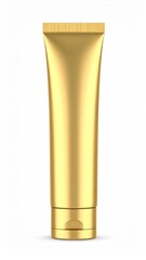 Metallic Gold Cosmetic Tube on White Background for Cream Mockup Design