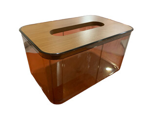 Studio Shot Tissue Dispenser Box with Faux Woodgrain Lid Isolated
