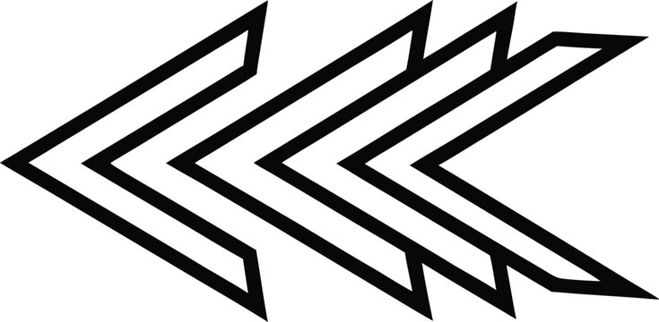 Abstract graphic of multiple leftpointing arrows isolated on white background