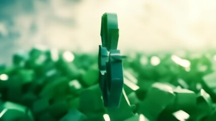 Recycling symbol on abstract green pile. Environment protection idea. - Powered by Adobe