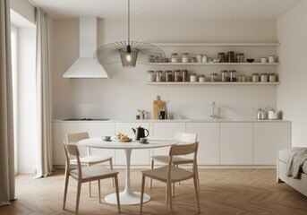 Bright and airy modern kitchen with dining nook