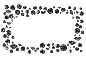 A brilliant cut diamonds frame as vector object created by 3D modeling with dispersion and transparent effect.