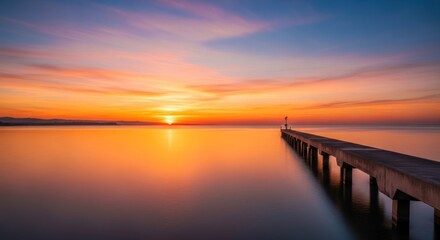Fototapeta premium Sunrise over tranquil pier
