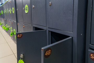 Simple locker storage with numbered keys. Secure bag storage lockers with numbered keys convenient...
