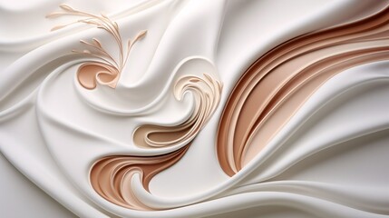 Elegant white fabric with beige accents, flowing and luxurious
