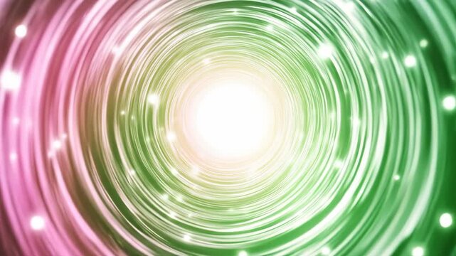Abstract concentric circle tunnel with light and pink green gradient