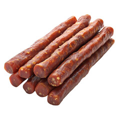 Meat Snack Sticks Isolated on White Background. Savory Protein Snack Sticks Cutout PNG.