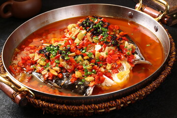 Chinese cuisine, Cantonese cuisine, chopped chili fish head