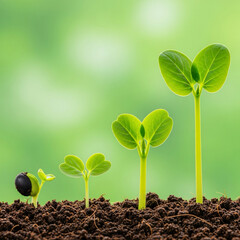 Naklejka premium Four stages of plant growth.