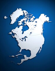 North America map, 3D style