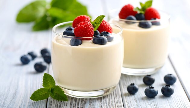 Creamy yogurt parfait with berries