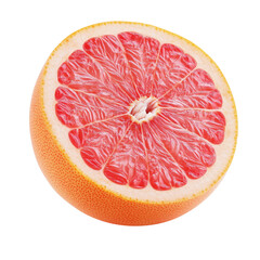 Fresh Pink Grapefruit Whole and Halves on White. Juicy Pink Grapefruit Citrus Fruit PNG.