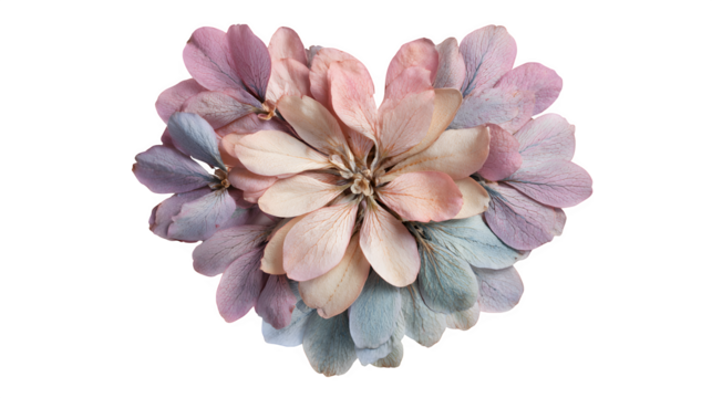 Flower shaped like a heart on white background 