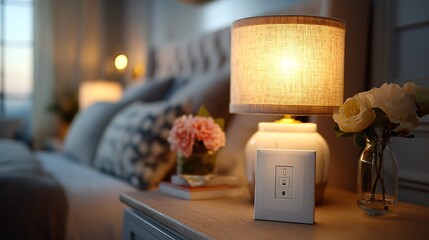 Smart Plug Activating By Remote Control to Turn Off Bedroom Lamp