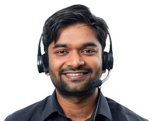 PNG  Smiling customer service representative headset