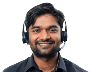 PNG  Smiling customer service representative headset