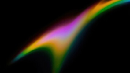 Blurred rainbow refraction overlay effect. Light lens prism effect on black background. Holographic reflection, crystal flare leak shadow overlay. Colorful rainbow disco ball light
