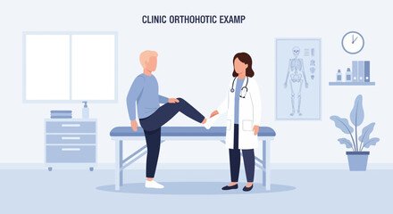 Fototapeta premium Doctor Examines Patient Foot Orthopedic Clinic Consultation For Recovery