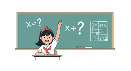 Eager Student Raising Hand In Class To Answer Question At School