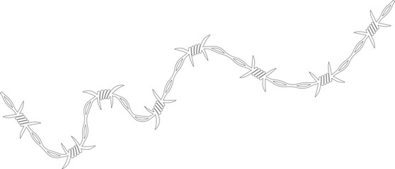 Barbed wire forming a broken zigzag pattern with disconnected segments and barbs along the path.