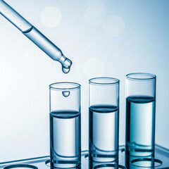 A dropper adding a liquid to a test tube.