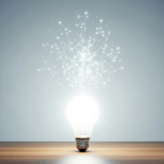 A bright lightbulb with a network of glowing lines coming from it.