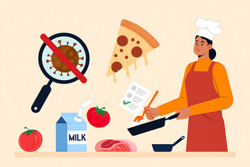 Chef Prepares Food Safely Following Hygiene Standards During Pandemic Kitchen Operations