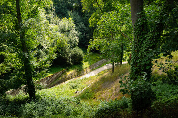 Walkway in the Stag Moat (aka Deer Moat, or Jelení příkop in Czech) of the Prague Castle