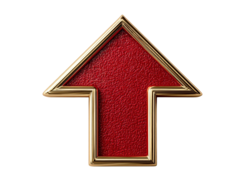 Red Arrow With Gold Frame On Transparent Background